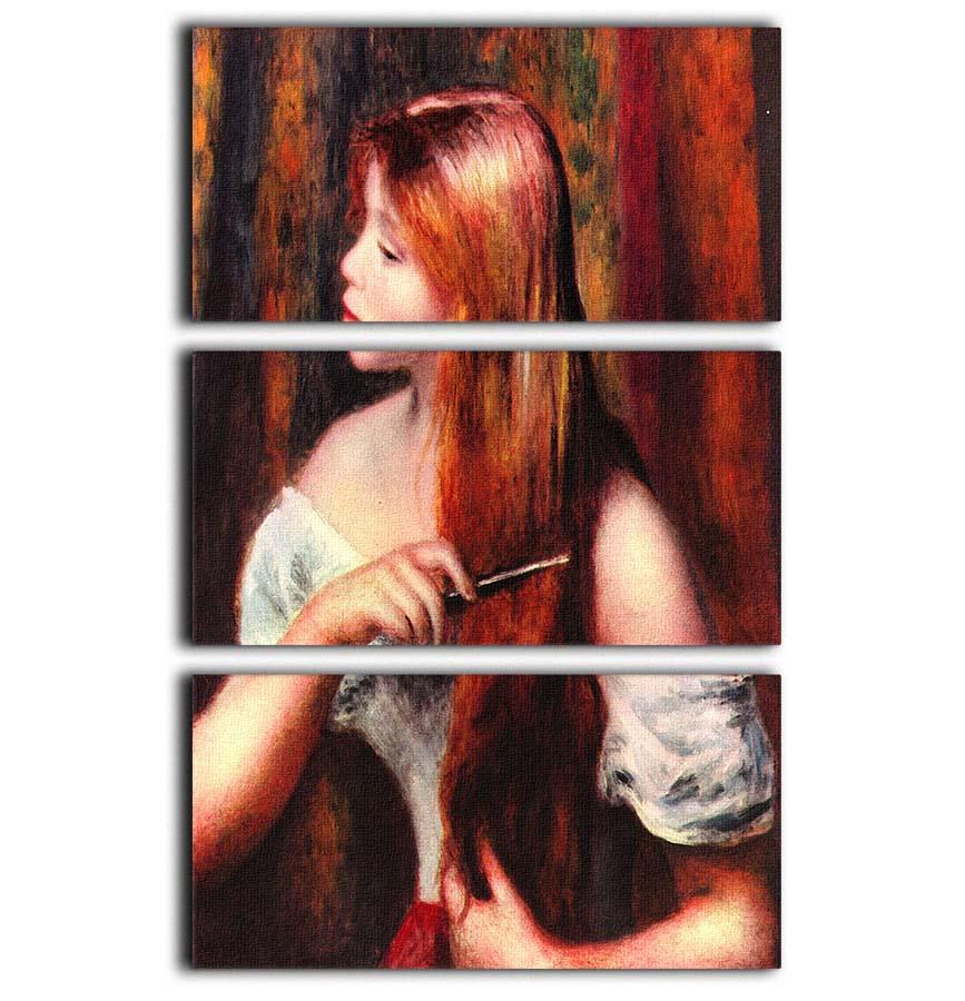 Combing girl by Renoir 3 Split Panel Canvas Print - Canvas Art Rocks - 1