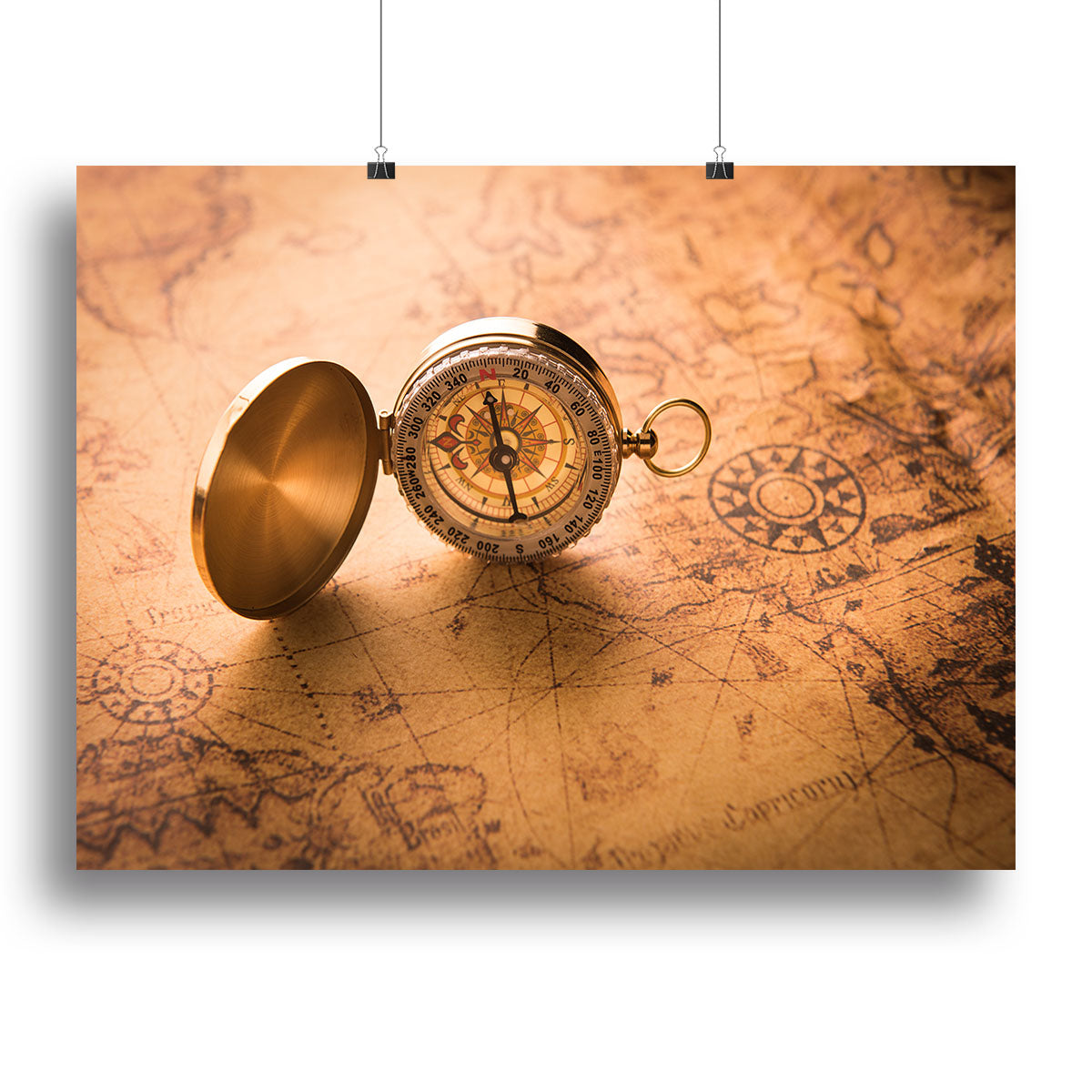 Compass on old map vintage style Canvas Print or Poster - Canvas Art Rocks - 2