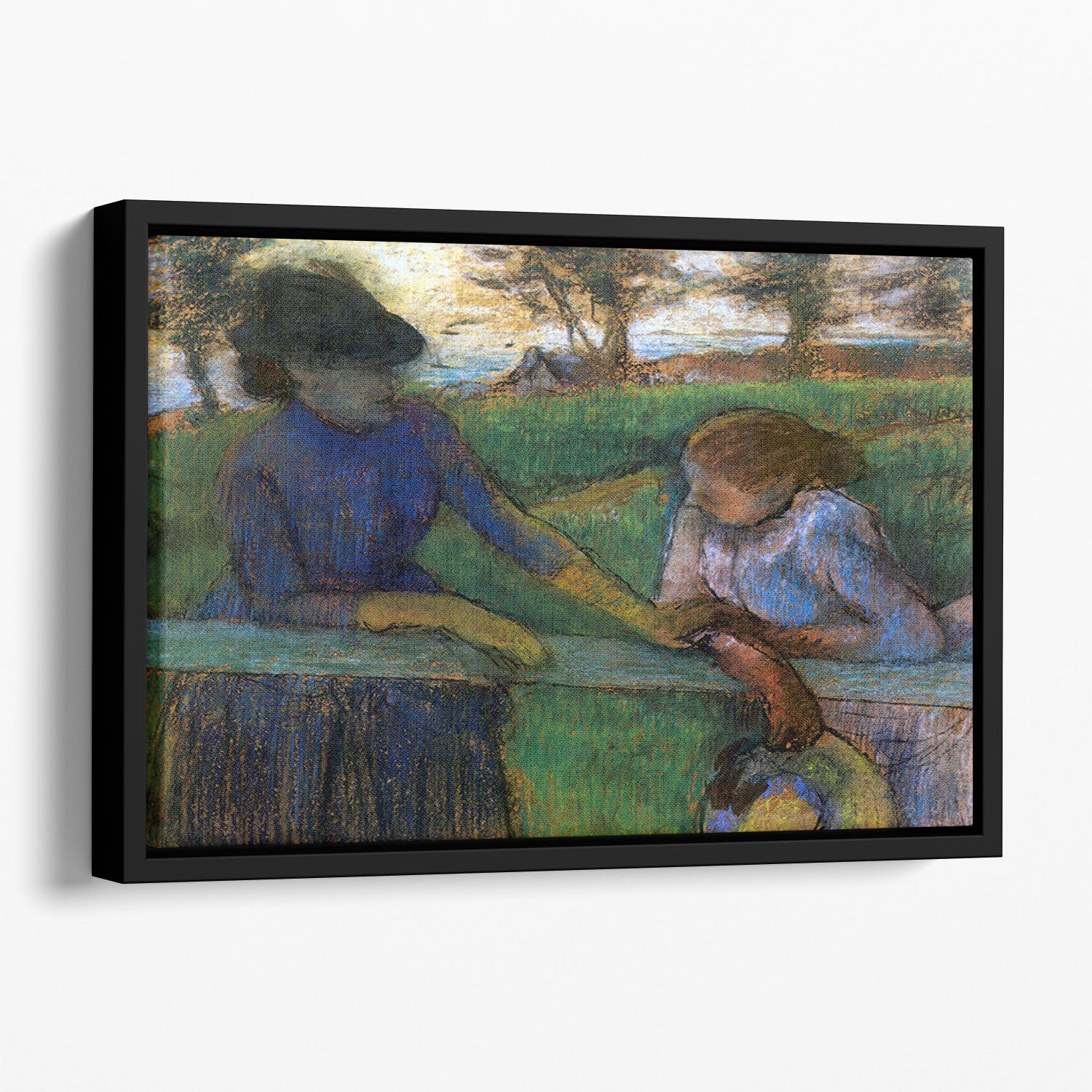 Conversation by Degas Floating Framed Canvas