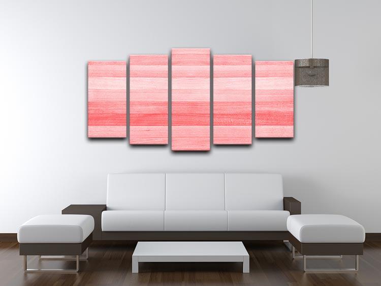 Coral pink or peach and salmon color 5 Split Panel Canvas  - Canvas Art Rocks - 3