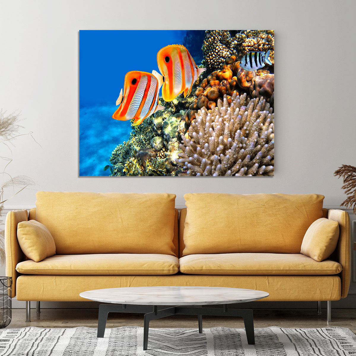 Coral reef and Copperband butterflyfish Canvas Print or Poster - Canvas Art Rocks - 4