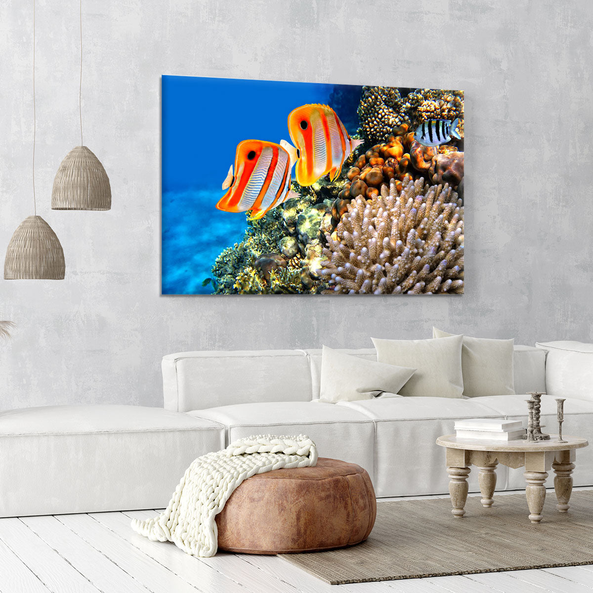 Coral reef and Copperband butterflyfish Canvas Print or Poster - Canvas Art Rocks - 6
