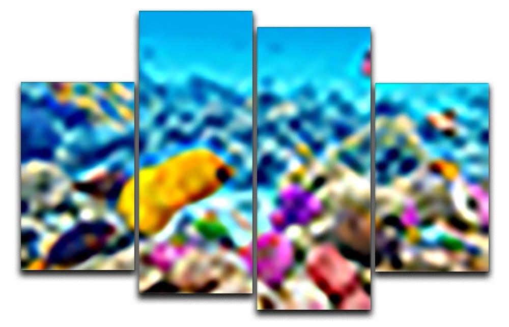 Corals and tropical fish 4 Split Panel Canvas  - Canvas Art Rocks - 1