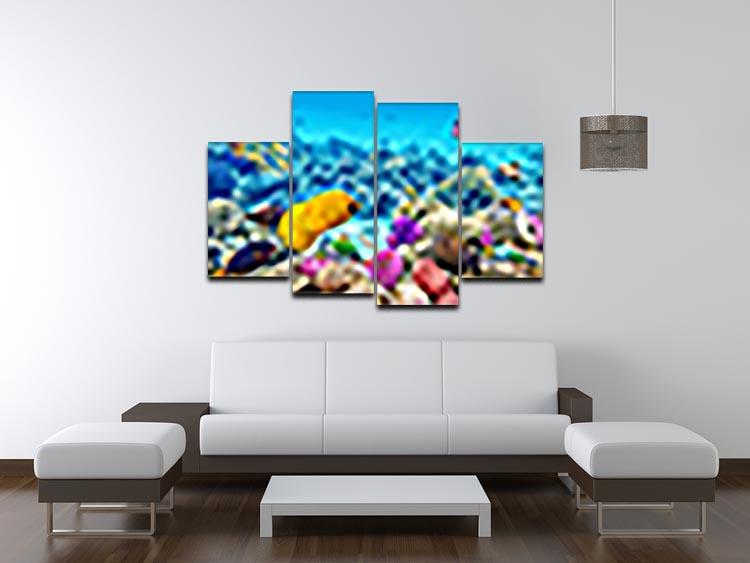 Corals and tropical fish 4 Split Panel Canvas  - Canvas Art Rocks - 3