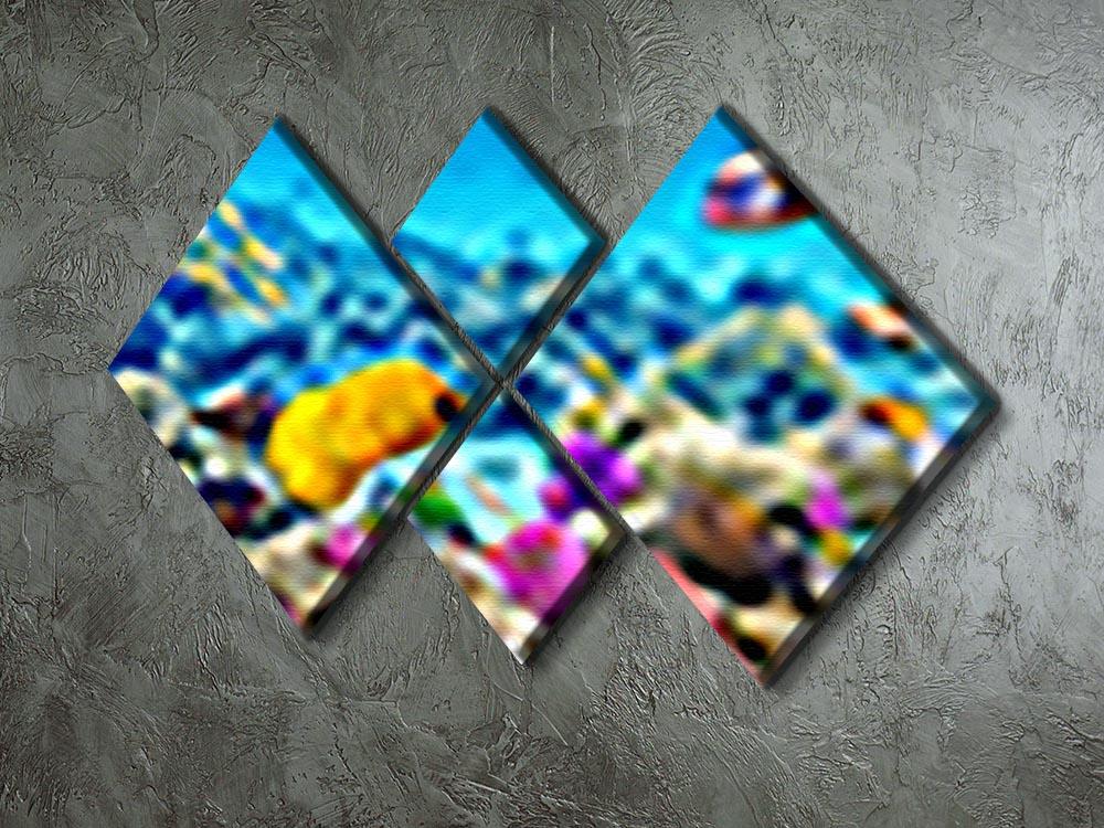 Corals and tropical fish 4 Square Multi Panel Canvas  - Canvas Art Rocks - 2