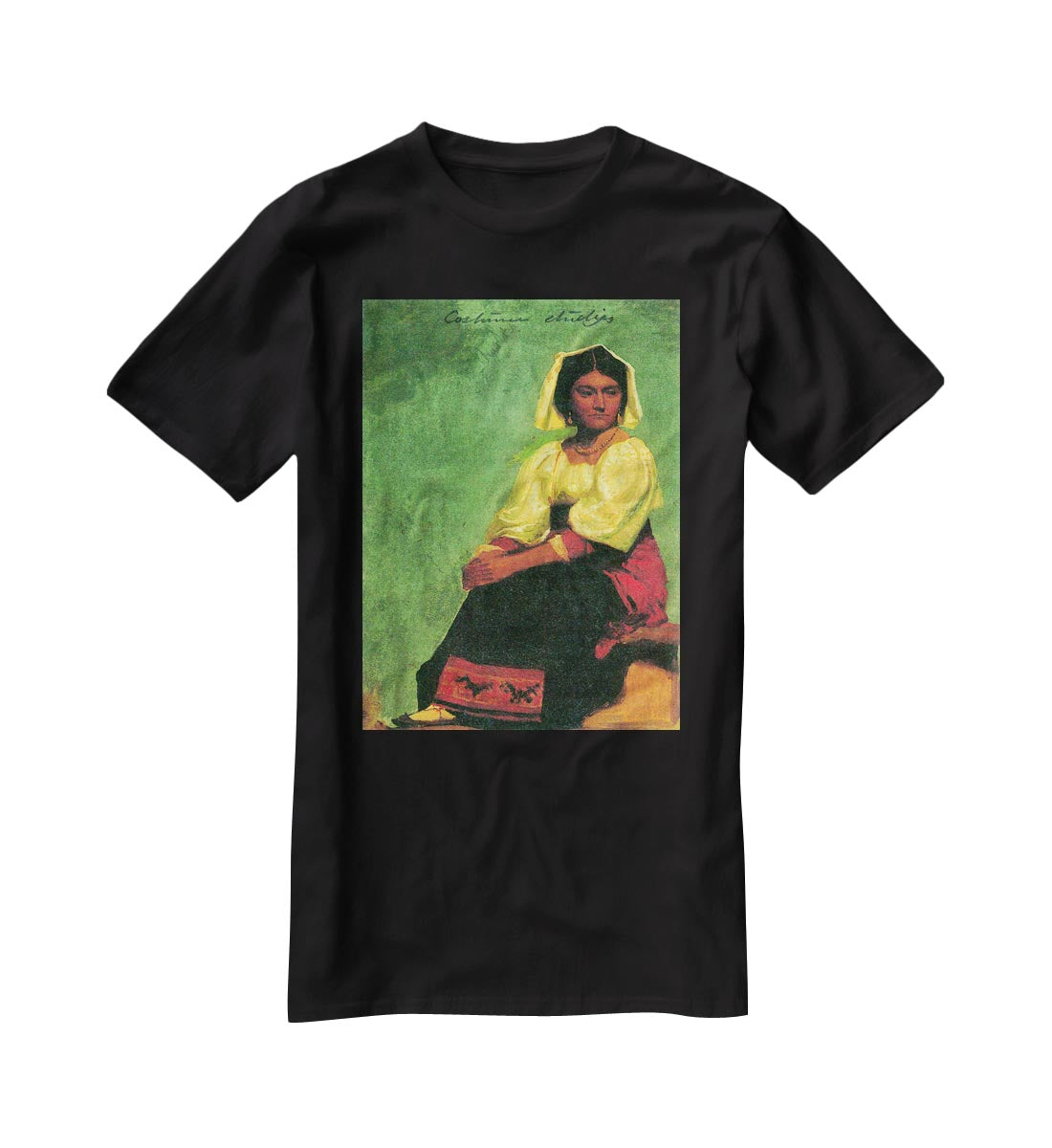 Costume study of a seated woman by Bierstadt T-Shirt - Canvas Art Rocks - 1