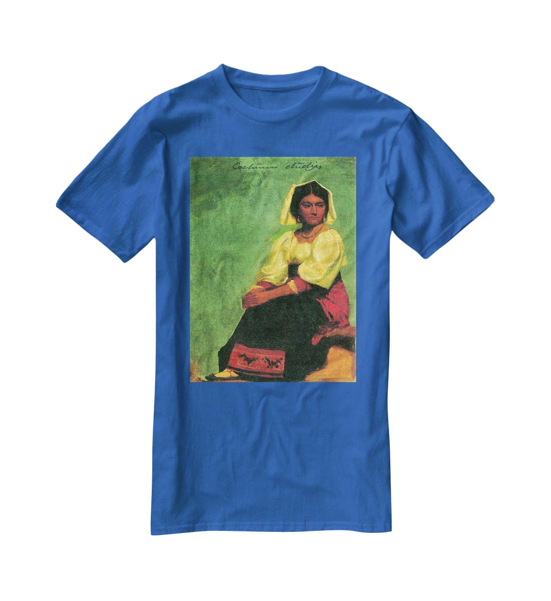 Costume study of a seated woman by Bierstadt T-Shirt - Canvas Art Rocks - 2