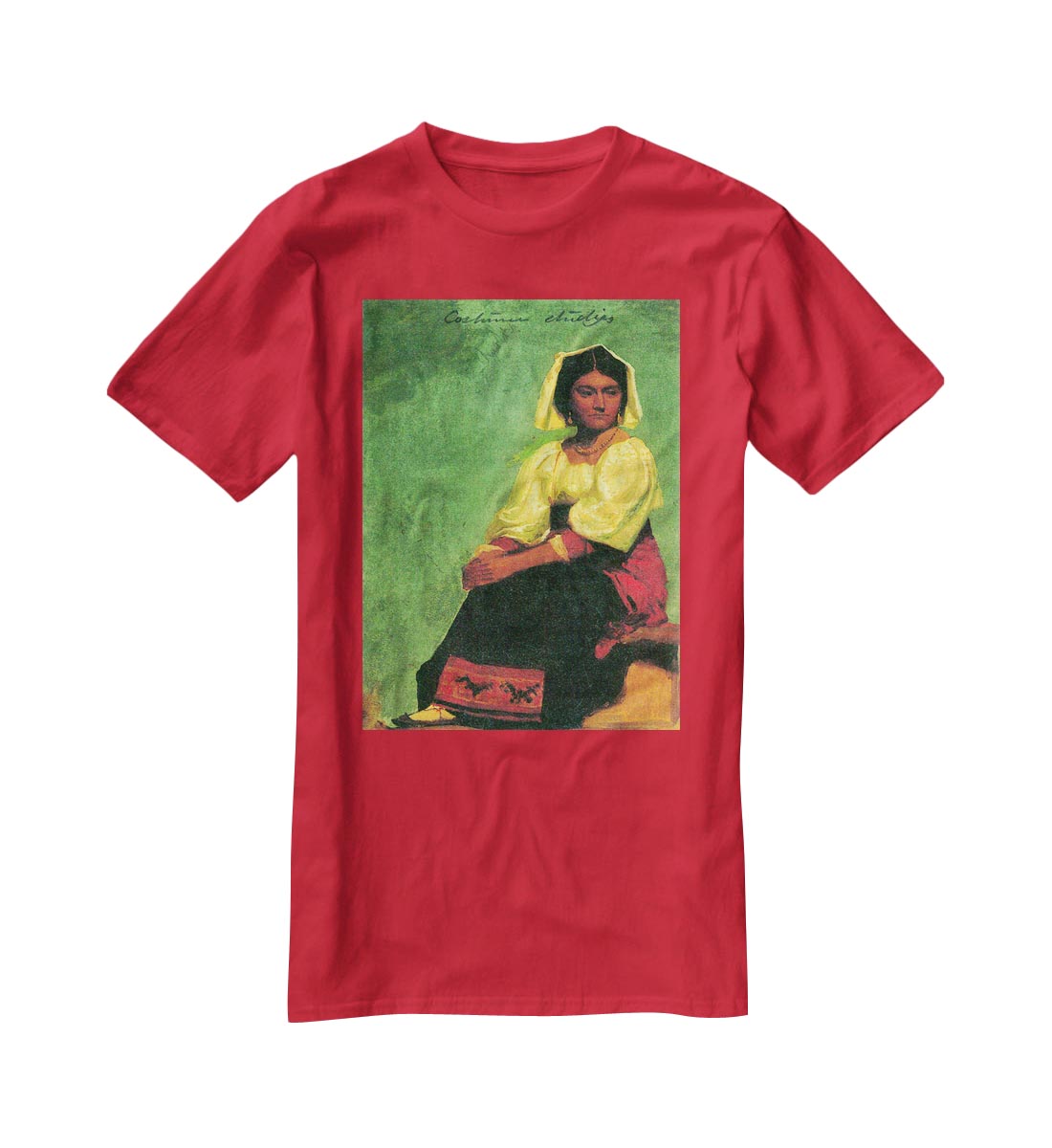 Costume study of a seated woman by Bierstadt T-Shirt - Canvas Art Rocks - 4