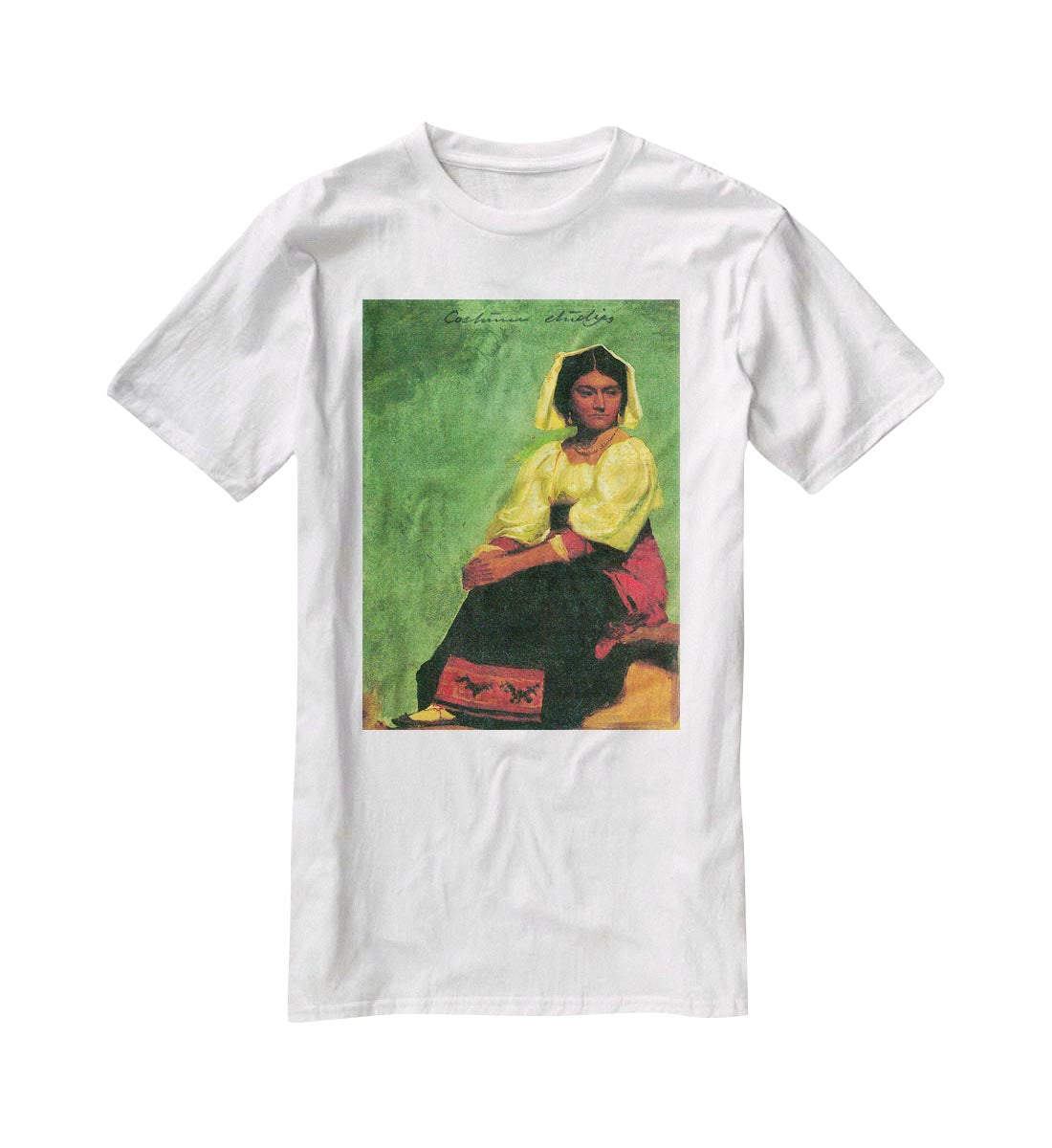 Costume study of a seated woman by Bierstadt T-Shirt - Canvas Art Rocks - 5