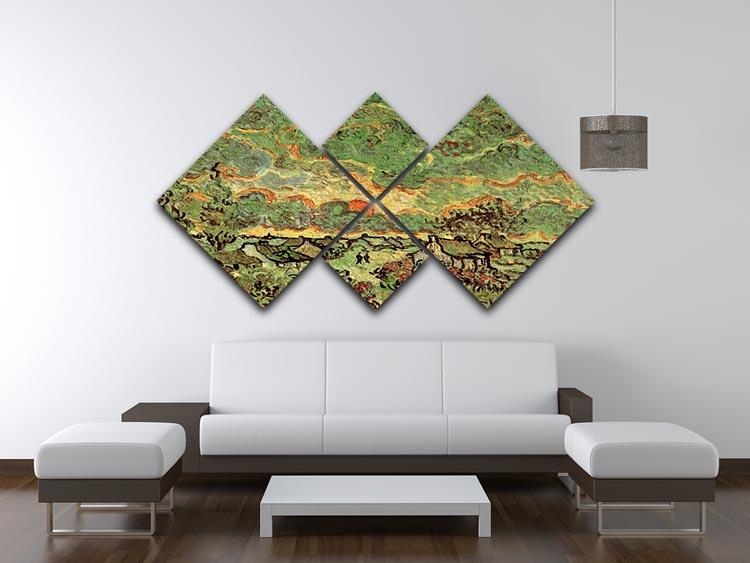 Cottages and Cypresses Reminiscence of the North by Van Gogh 4 Square Multi Panel Canvas - Canvas Art Rocks - 3