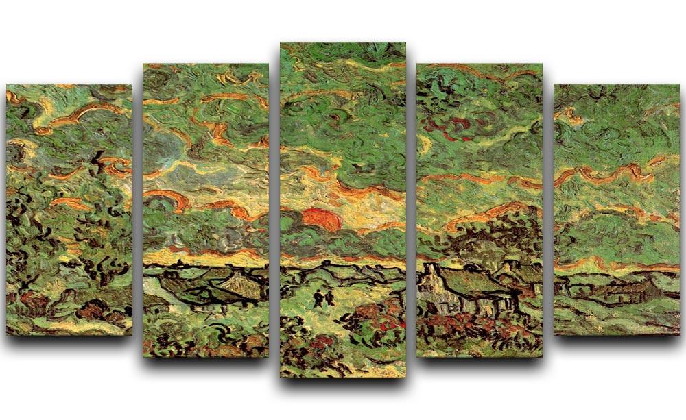 Cottages and Cypresses Reminiscence of the North by Van Gogh 5 Split Panel Canvas  - Canvas Art Rocks - 1