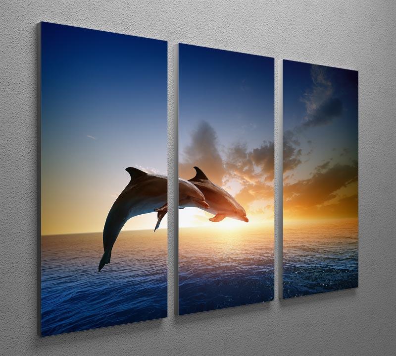 Couple jumping dolphins 3 Split Panel Canvas Print - Canvas Art Rocks - 2