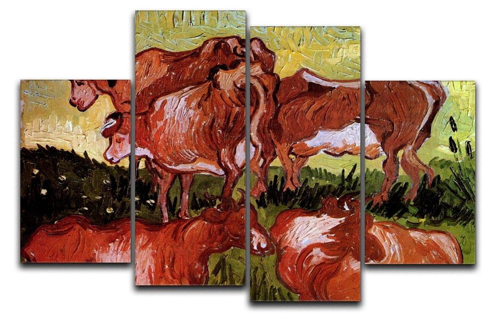 Cows after Jordaens by Van Gogh 4 Split Panel Canvas  - Canvas Art Rocks - 1