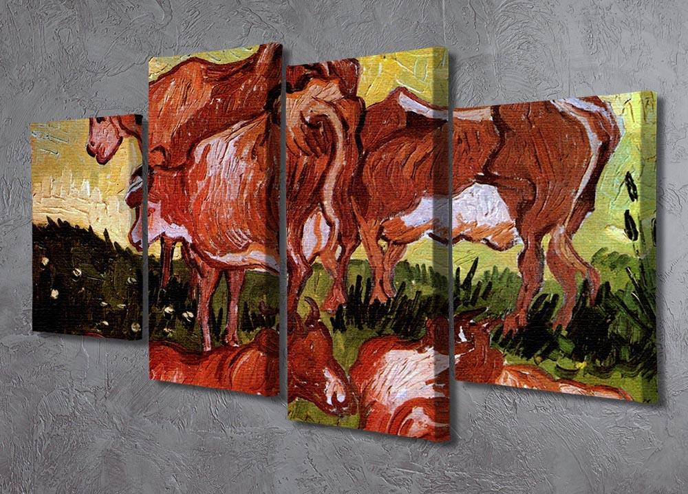 Cows after Jordaens by Van Gogh 4 Split Panel Canvas - Canvas Art Rocks - 2