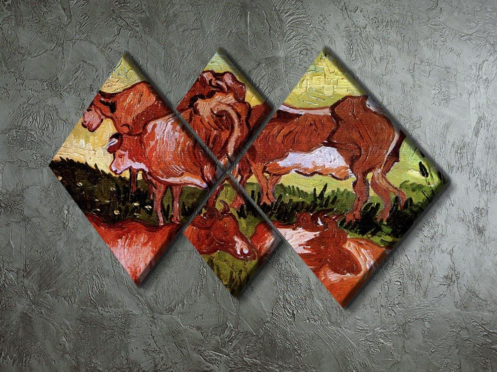 Cows after Jordaens by Van Gogh 4 Square Multi Panel Canvas - Canvas Art Rocks - 2