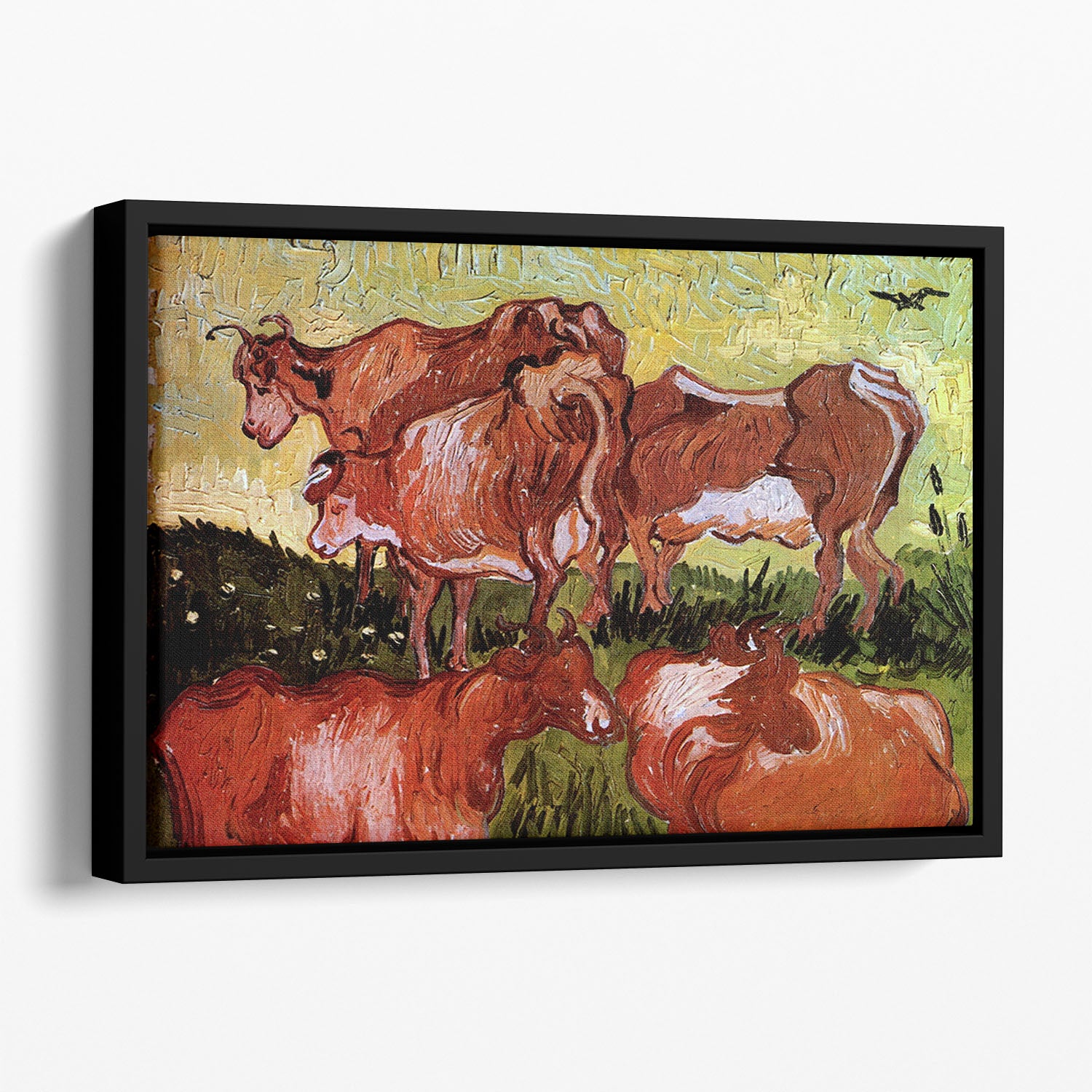 Cows after Jordaens by Van Gogh Floating Framed Canvas
