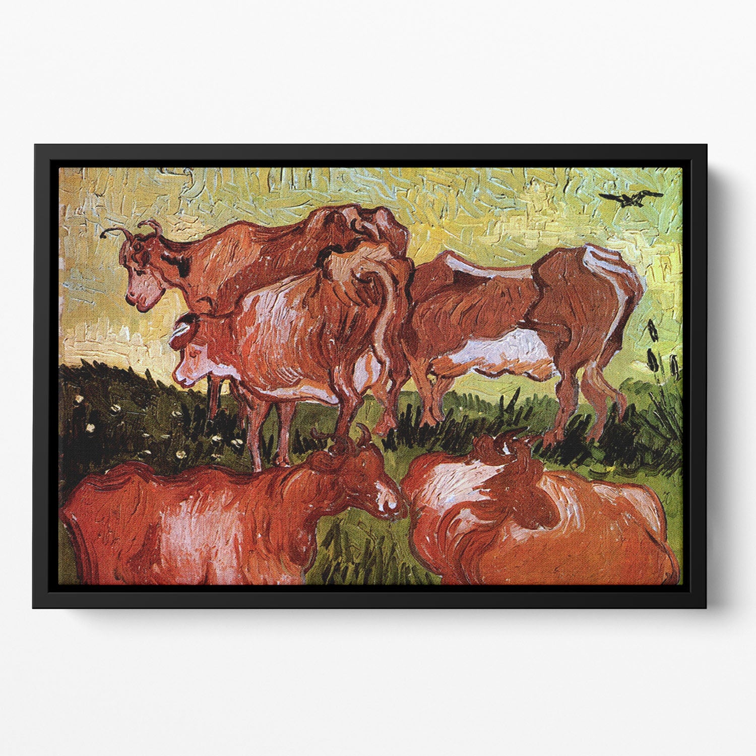 Cows after Jordaens by Van Gogh Floating Framed Canvas