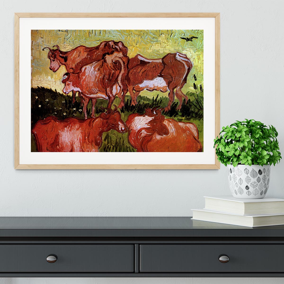 Cows after Jordaens by Van Gogh Framed Print - Canvas Art Rocks - 3