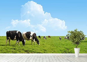 Cows grazing on a farm Wall Mural Wallpaper - Canvas Art Rocks - 4