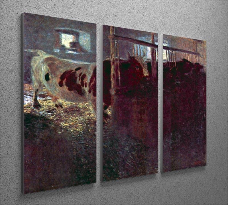 Cows in Stall by Klimt 3 Split Panel Canvas Print - Canvas Art Rocks - 2