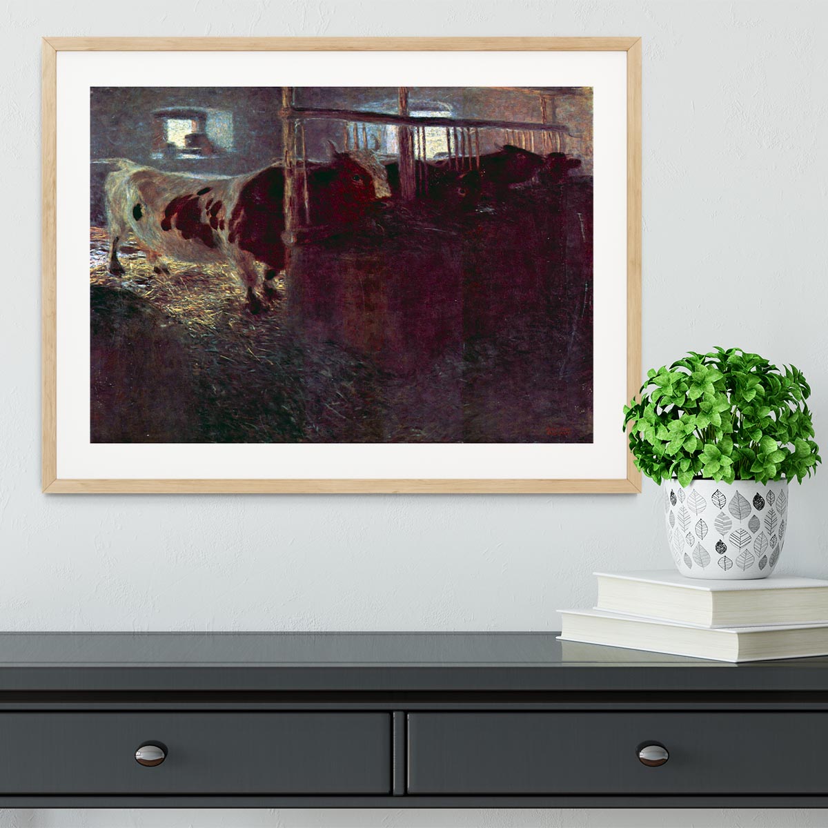 Cows in Stall by Klimt Framed Print - Canvas Art Rocks - 3