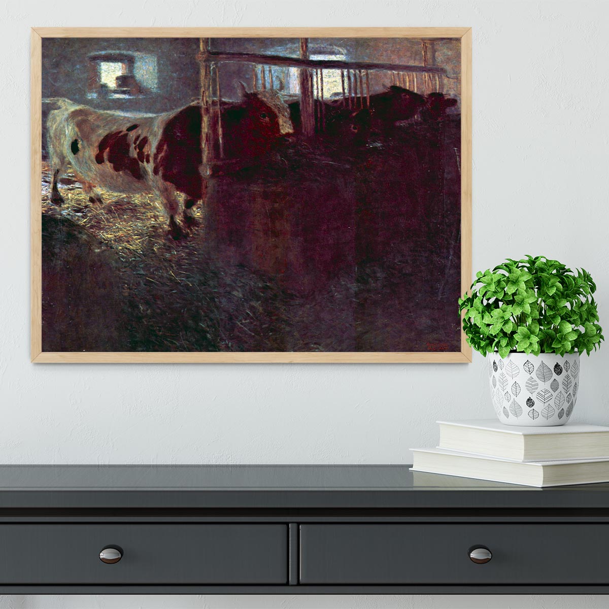 Cows in Stall by Klimt Framed Print - Canvas Art Rocks - 4