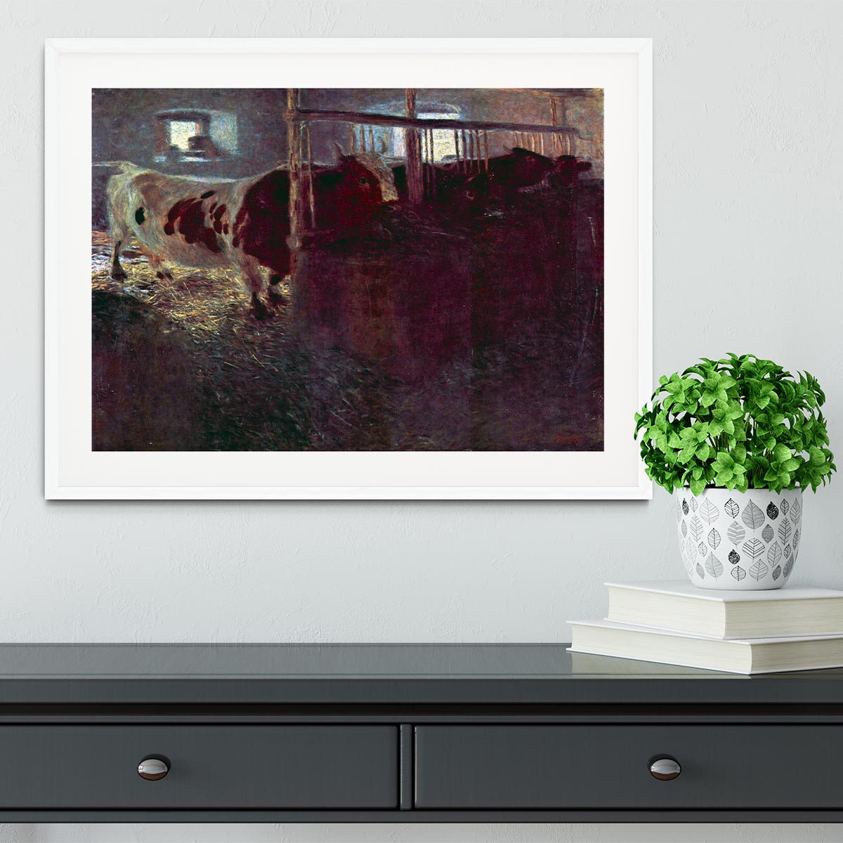 Cows in Stall by Klimt Framed Print - Canvas Art Rocks - 5