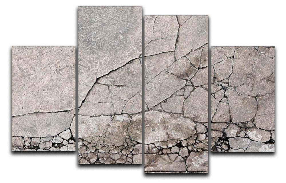Cracked concrete 4 Split Panel Canvas - Canvas Art Rocks - 1