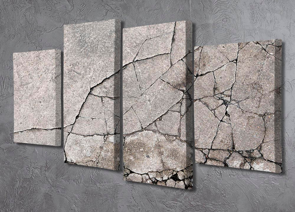 Cracked concrete 4 Split Panel Canvas - Canvas Art Rocks - 2