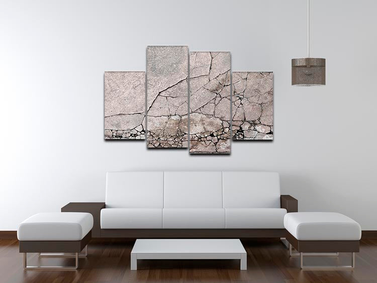 Cracked concrete 4 Split Panel Canvas - Canvas Art Rocks - 3