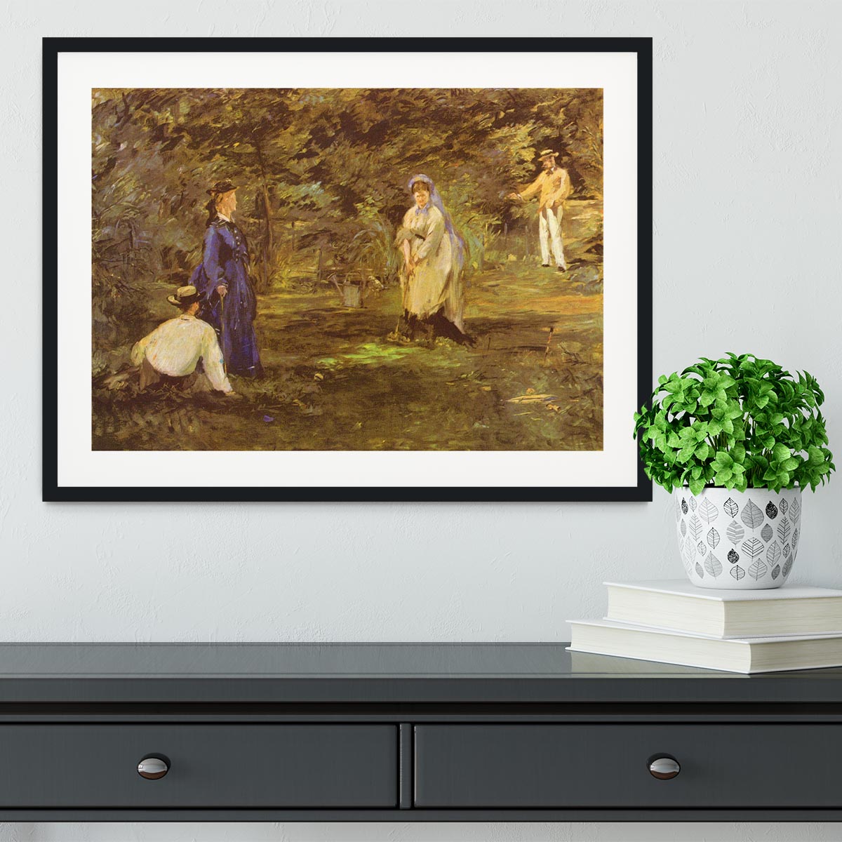 Croquet Party by Manet Framed Print - Canvas Art Rocks - 1