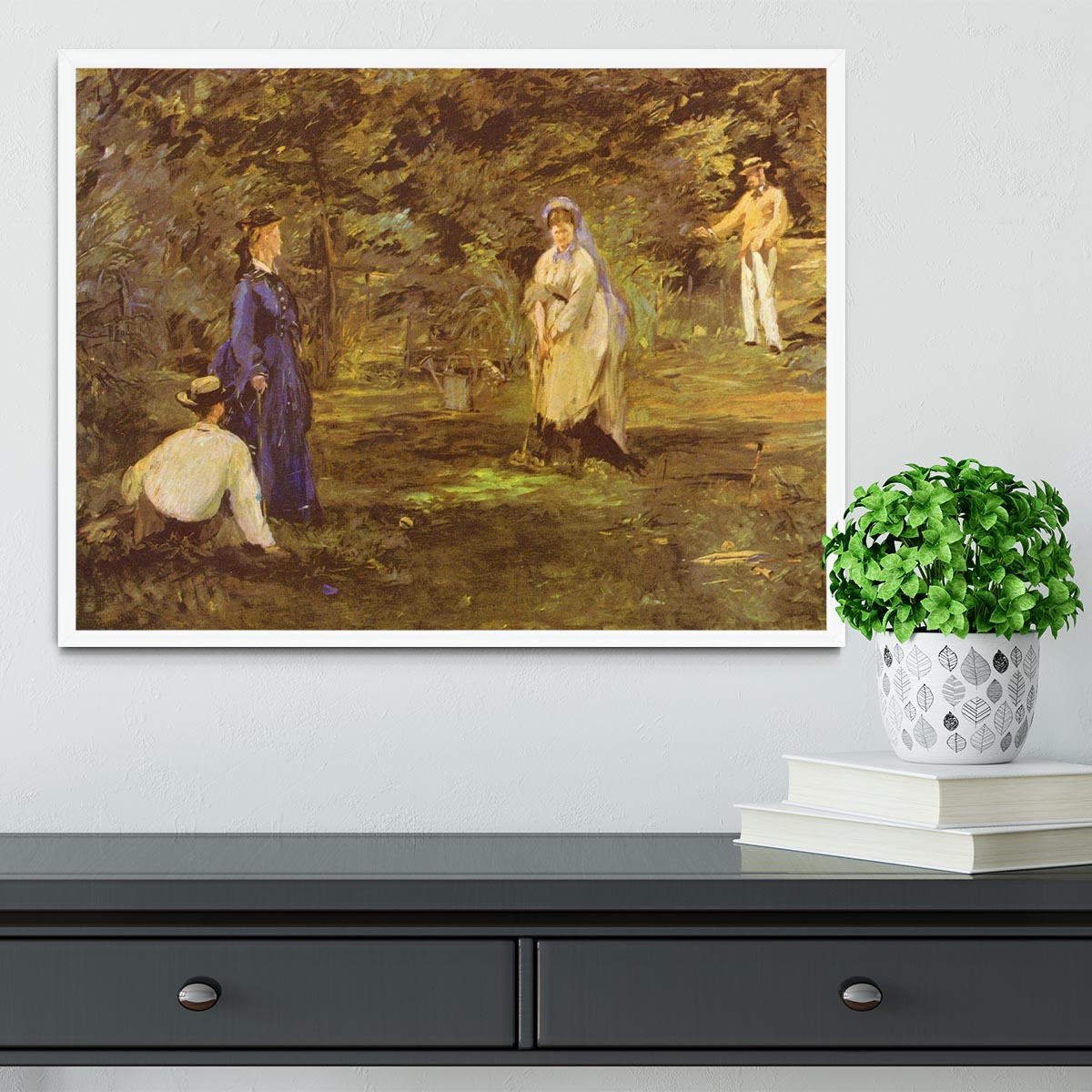 Croquet Party by Manet Framed Print - Canvas Art Rocks -6