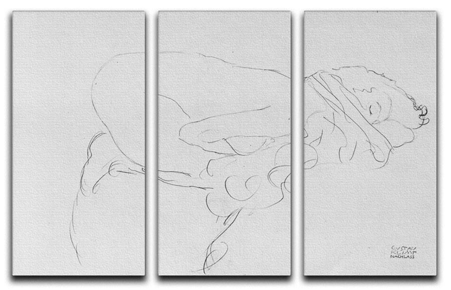 Crouching to right by Klimt 3 Split Panel Canvas Print - Canvas Art Rocks - 1