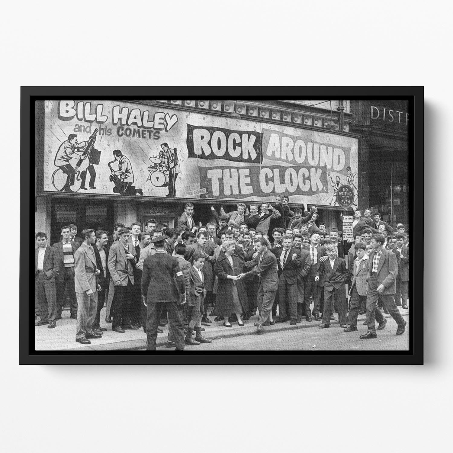 Crowd waiting to see Rock Around The Clock Floating Framed Canvas - Canvas Art Rocks - 2