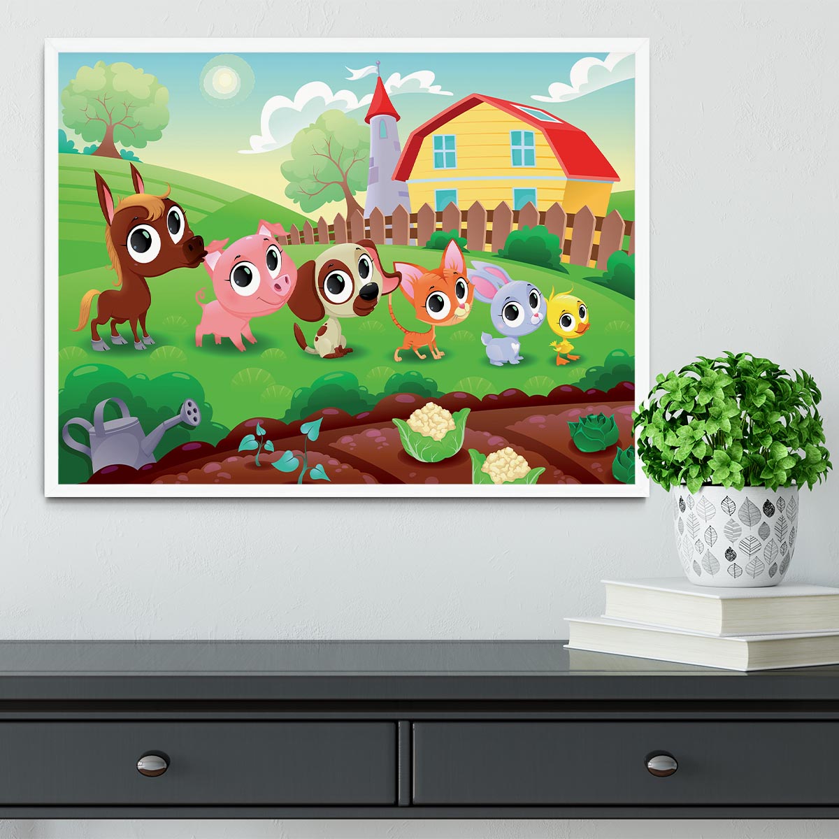 Cute Littest farm animals in the garden Framed Print - Canvas Art Rocks -6