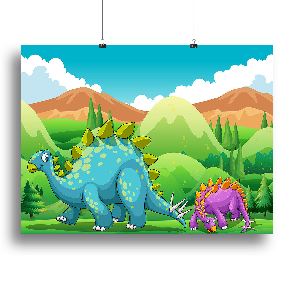 Cute dinosaurs walking Canvas Print or Poster - Canvas Art Rocks - 2