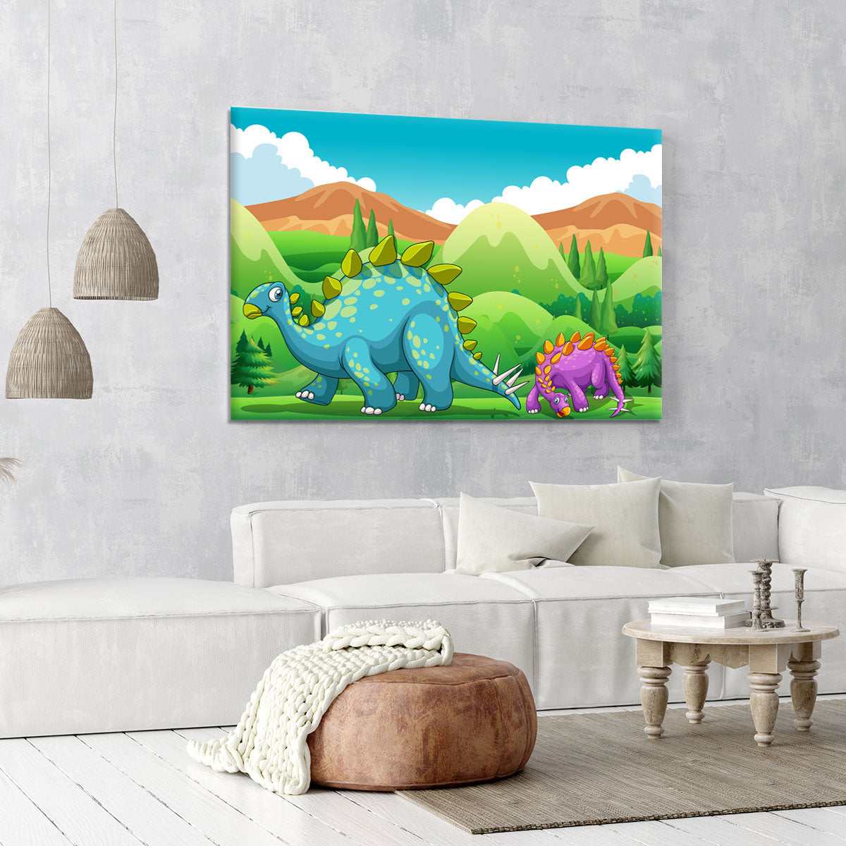 Cute dinosaurs walking Canvas Print or Poster - Canvas Art Rocks - 6
