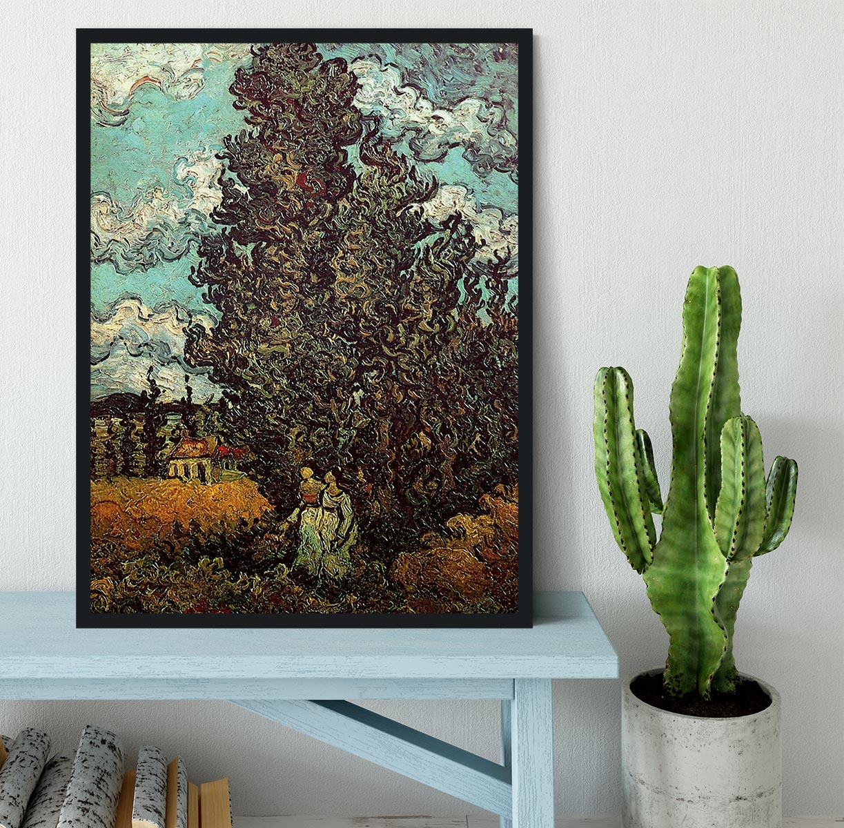 Cypresses and Two Women by Van Gogh Framed Print - Canvas Art Rocks - 2