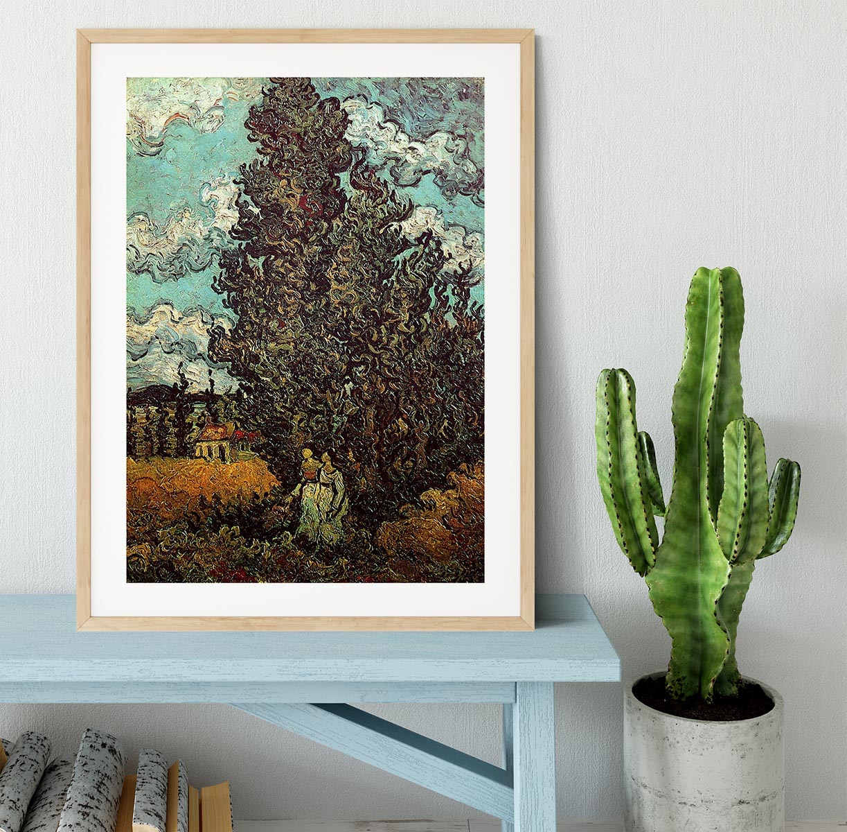 Cypresses and Two Women by Van Gogh Framed Print - Canvas Art Rocks - 3