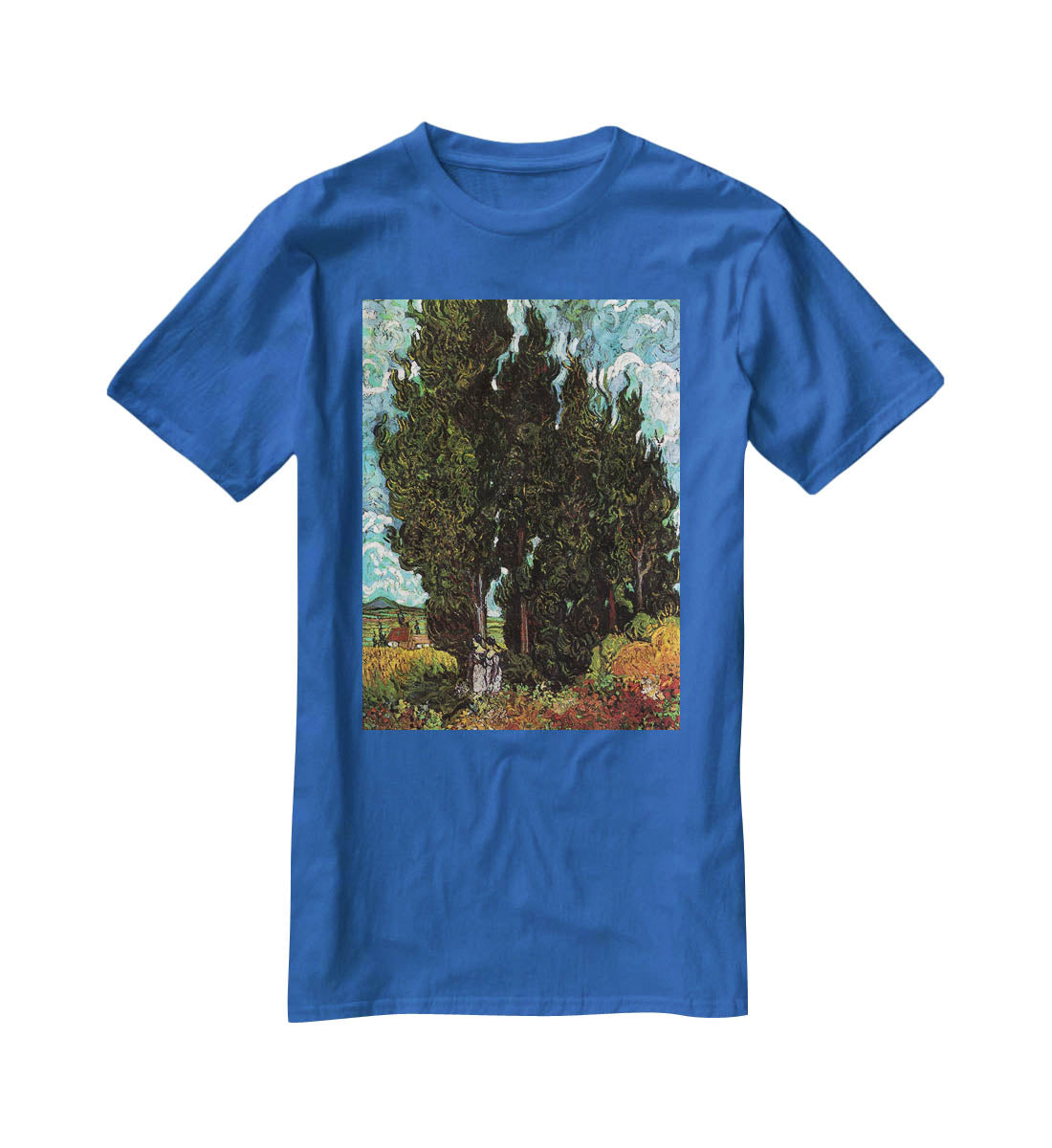 Cypresses with Two Female Figures by Van Gogh T-Shirt - Canvas Art Rocks - 2