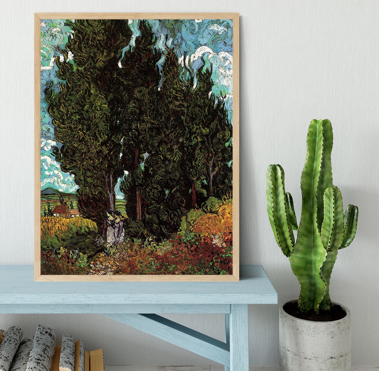 Cypresses with Two Female Figures by Van Gogh Framed Print - Canvas Art Rocks - 4
