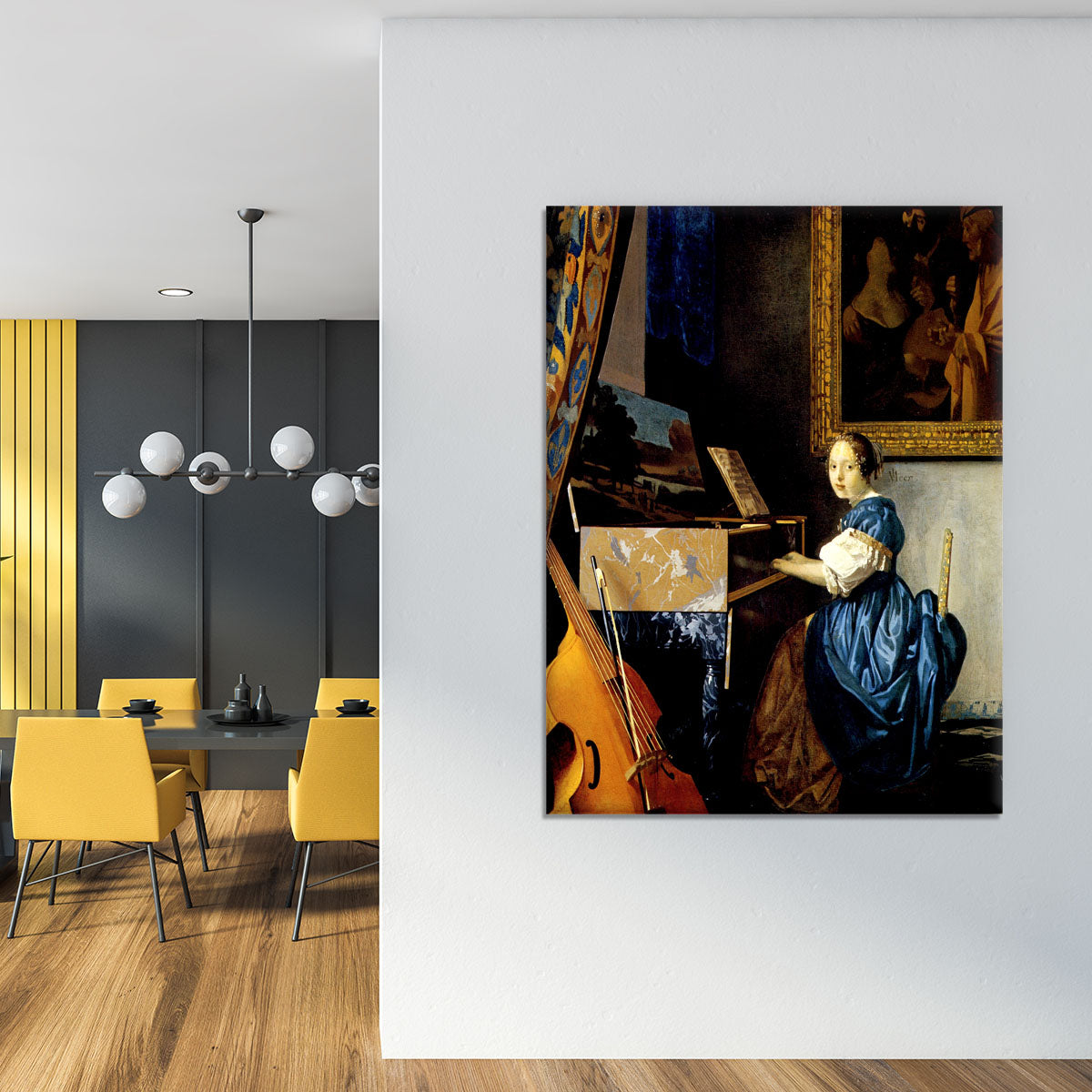Dame on spinet by Vermeer Canvas Print or Poster - Canvas Art Rocks - 4