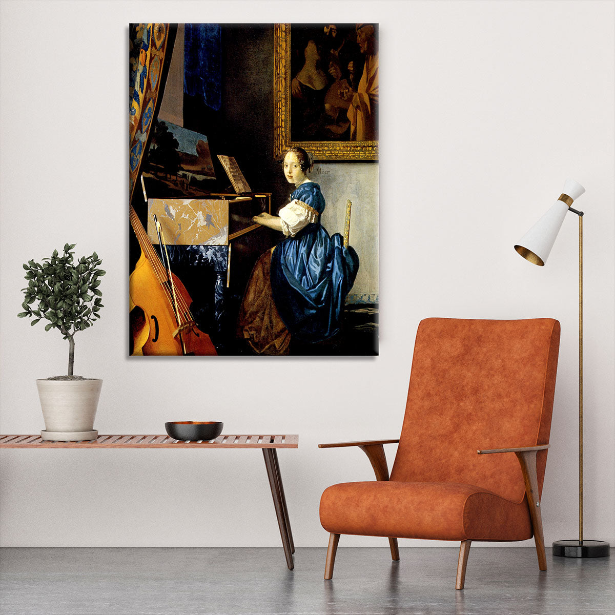 Dame on spinet by Vermeer Canvas Print or Poster - Canvas Art Rocks - 6