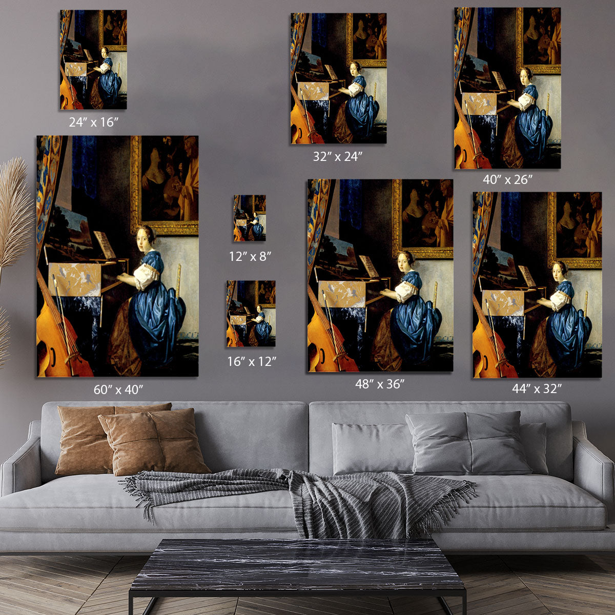 Dame on spinet by Vermeer Canvas Print or Poster - Canvas Art Rocks - 7