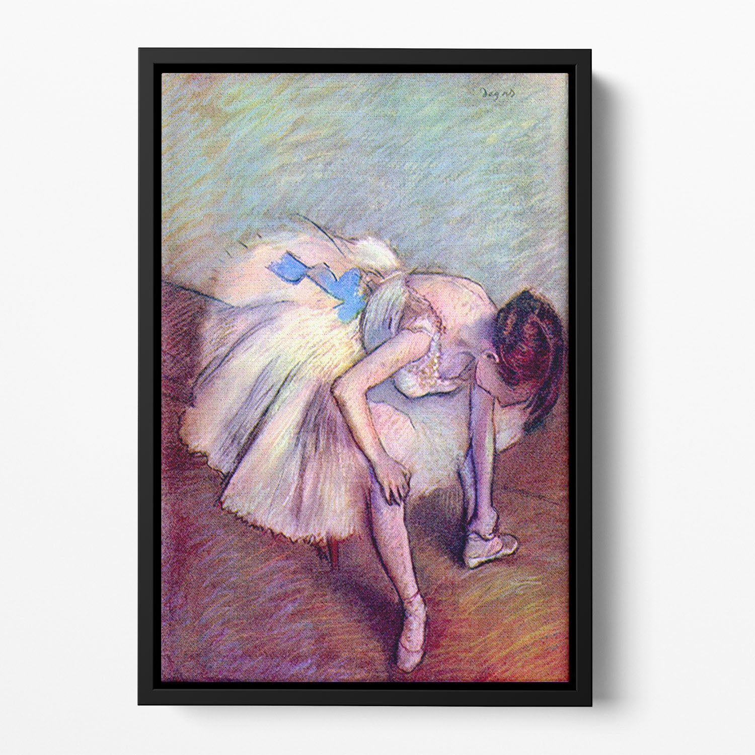 Dancer bent over by Degas Floating Framed Canvas