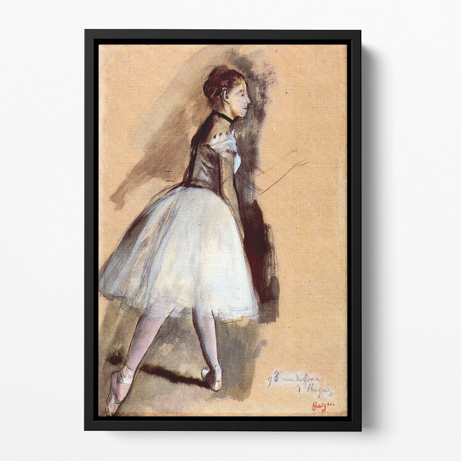 Dancer in step position 1 by Degas Floating Framed Canvas