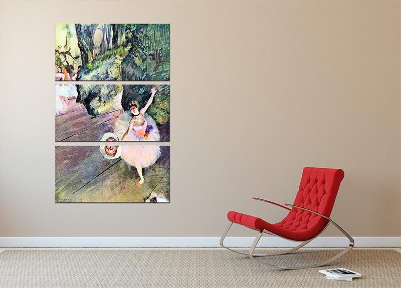 Dancer with a bouquet of flowers The Star of the ballet by Degas 3 Split Panel Canvas Print - Canvas Art Rocks - 2