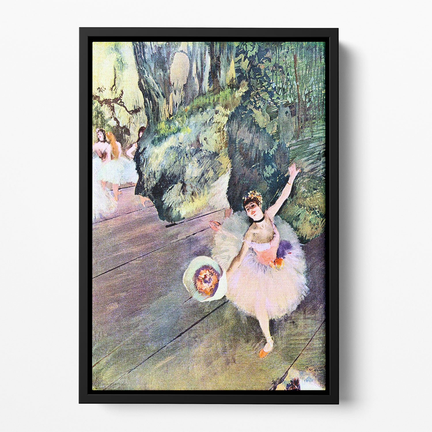 Dancer with a bouquet of flowers The Star of the ballet by Degas Floating Framed Canvas