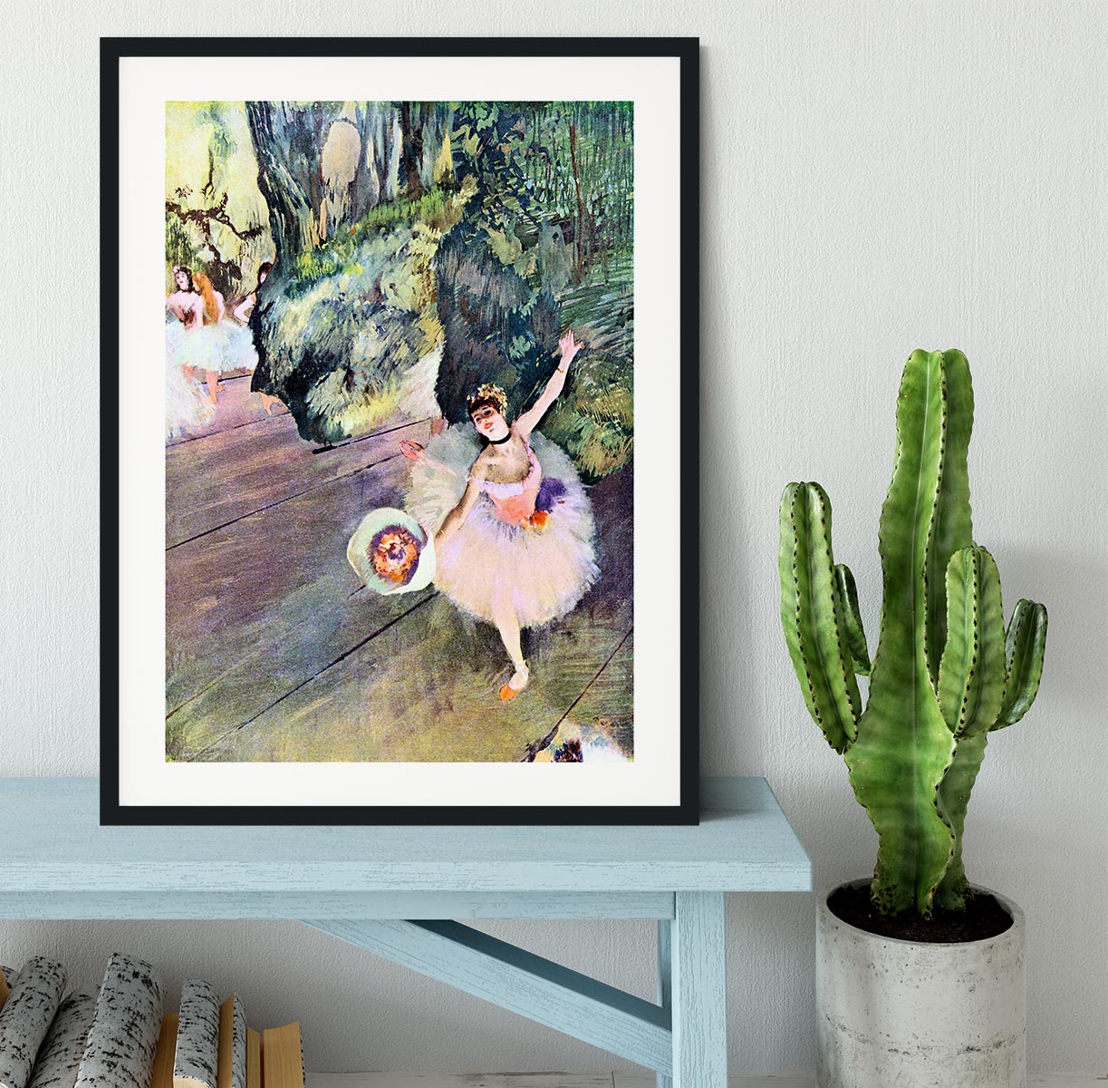 Dancer with a bouquet of flowers The Star of the ballet by Degas Framed Print - Canvas Art Rocks - 1