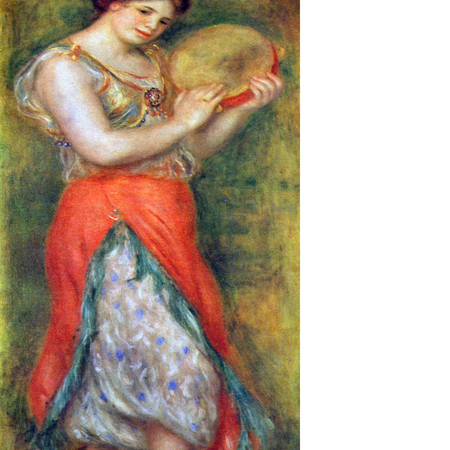 Dancer with tamborine by Renoir Floating Framed Canvas